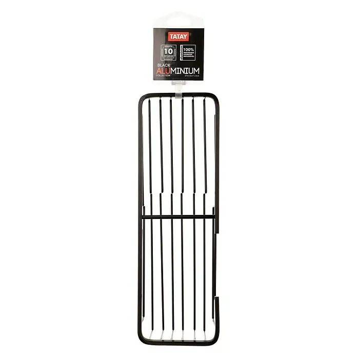 Tatay Aluminium Cesta de baño rectangular - 12 x 37 x 11,5 cm, Negro - Soporte de colección de aluminio negro de TATAY para almacenamiento, ideal para cocina y baño. Sin óxido y con 10 años de garantía.