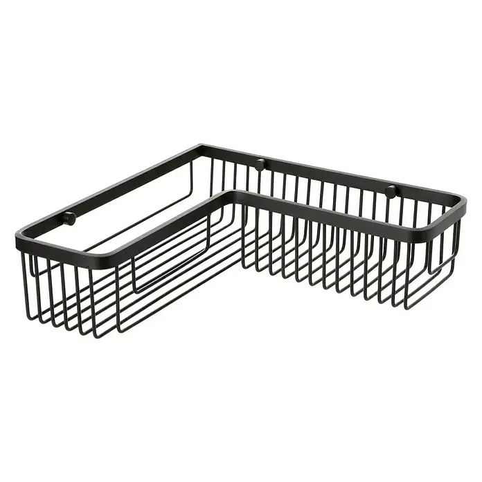 Tatay Aluminium Cesta de baño angular - L x An x Al: 30 x 30 x 8,5 cm, Negro - Cesta de ducha esquinera negra de metal para almacenamiento en el baño, diseño duradero y elegante.