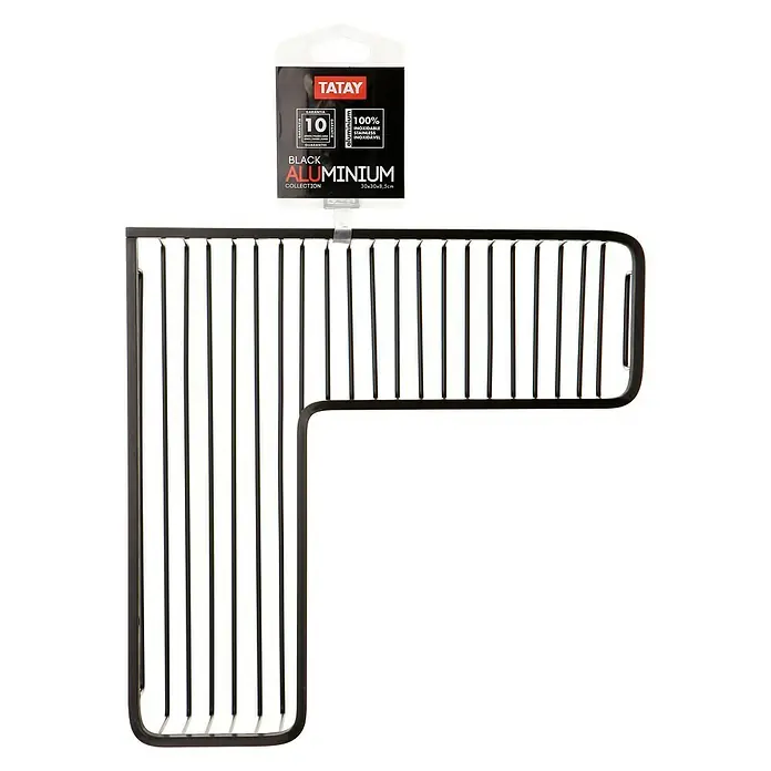 Tatay Aluminium Cesta de baño angular - L x An x Al: 30 x 30 x 8,5 cm, Negro - Estante esquinero de ducha de aluminio negro de Tatay con un diseño minimalista para guardar los elementos esenciales de la ducha.
