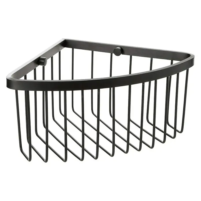 Tatay Aluminium Cesta de baño angular - L x An x Al: 20 x 20 x 11,5 cm, Negro - Estante esquinero negro de metal para guardar artículos de baño como champú y gel de ducha.