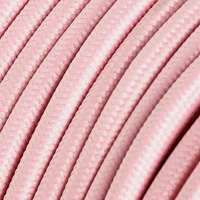 Chacon Cable textil decoratvo - Largo: 3 m, Rosa - Cable textil trenzado rosa, enrollado.