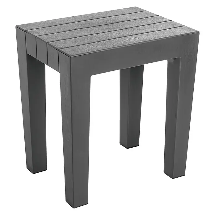 Tatay Taburete para baño Lombok - L x An x Al: 29 x 38 x 415 cm, Plástico, Cuadrado, Gris - Taburete de exterior gris con diseño de listones. Un mueble robusto y moderno para tu jardín o patio.