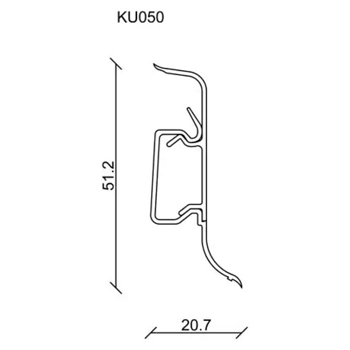 Zócalo de PVC KU50 (Blanco, 2,5 m x 22 mm x 50 mm)