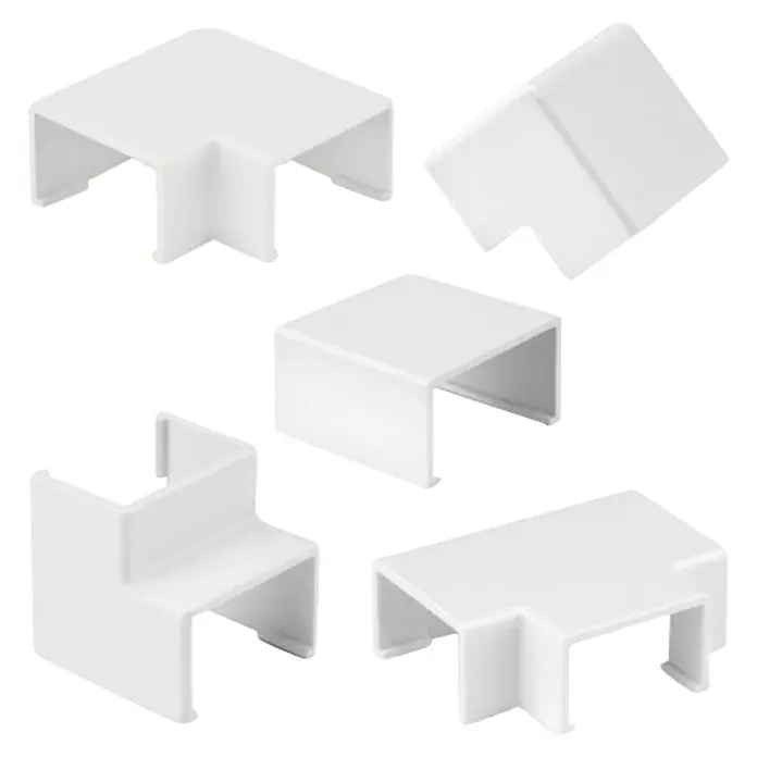 Inofix Plasfix Kit de accesorios para canaleta - Blanco, An x Al: 1,6 x 1 cm, 7 ud. - Accesorios blancos para canalizaciones de cables. Varios ángulos y conectores para la instalación interior de canalizaciones.