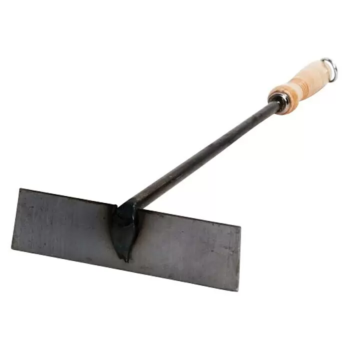 Aschekratzer - Stahl, 45 cm - Gartenhacke mit rechteckigem Metallblatt und hellem Holzgriff.