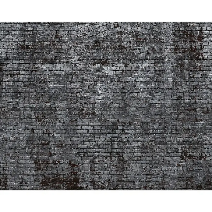 Rasch Fototapete Digitaldruck Mauerwerk - B x H: 300 x 372 cm, Vlies - Eine verwitterte Backsteinmauer mit einem dekorativen Bogenmuster. Das Produkt ist die Textur der Backsteinmauer.