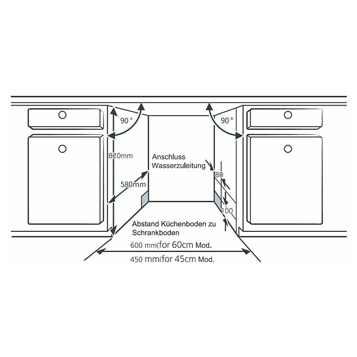 Respekta Einbaugeschirrspüler GSP 60 V (Geeignet für: 12 Maßgedecke, Wasserverbrauch pro Durchlauf: 11 l, 55 x 59,8 x 81,5 cm) | BAUHAUS