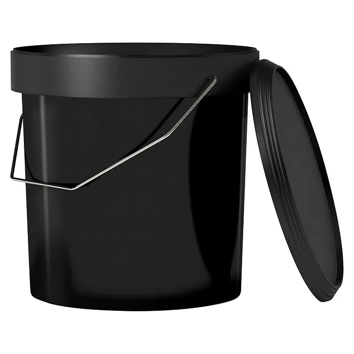 Montó Cubo para pintura + tapa - 4 l, Negro - Cubo negro con tapa y asa, versátil para diversos usos. Perfecto para pintura, alimentos o como contenedor para diversos materiales.