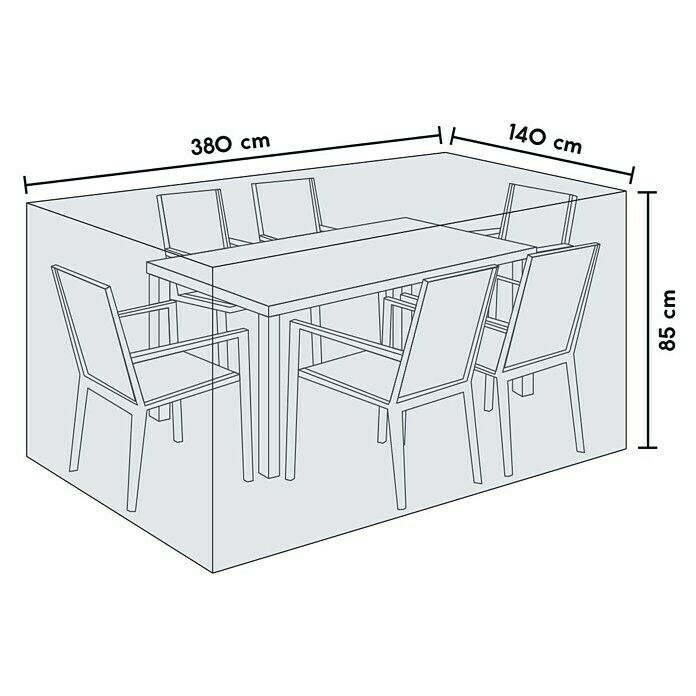 Sensum Sitzgruppen-Schutzhülle (380 x 140 x 85 cm, Polyester)