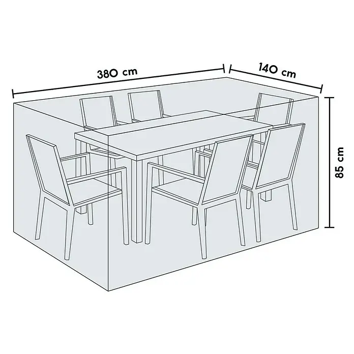 SENSUM Sitzgruppen-Schutzhülle - L x B x H: 380 x 140 x 85 cm, Polyester, 140 g/m² - Abdeckung für Gartentisch und Stühle.