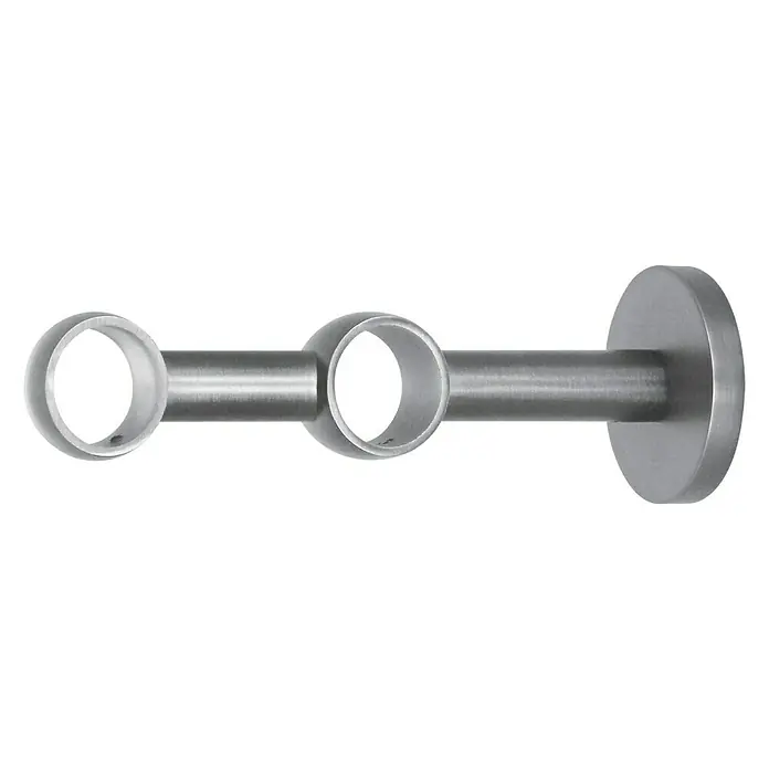Expo Ambiente Doppelträger Noble - Edelstahloptik, Geeignet für: Gardinenstangen Ø 20 mm, Länge: 13,4 cm - Wandhalterung für Kleiderstange aus gebürstetem Edelstahl. Ideal für die Organisation von Kleidung.