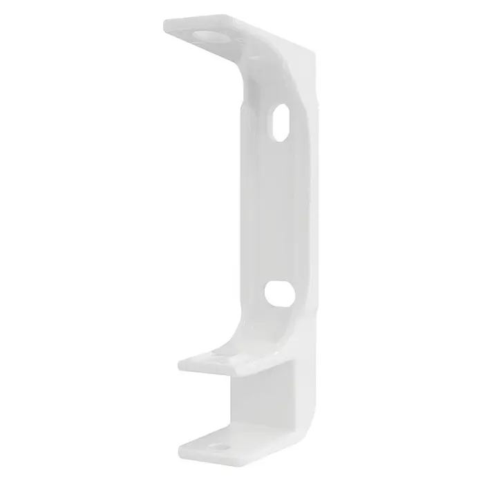 SmartSun Soporte de pared y techo para toldos - 24 x 10 x 6 cm, Blanco - Primer plano de un soporte blanco con orificios para tornillos, un elemento de construcción esencial.