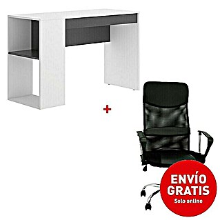 Mesa de escritorio Teo + silla Dafne (L x An x Al: 50 x 115 x 74 cm, Blanco/Grafito, 2 pzs.)