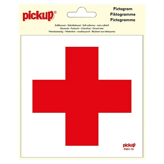 Pickup Aufkleber - L x B: 15 x 15 cm, Rotes Kreuz - Aufkleber mit rotem Kreuz-Piktogramm von Pickup, selbstklebend, farbecht und wetterfest für vielfältige Anwendungen.