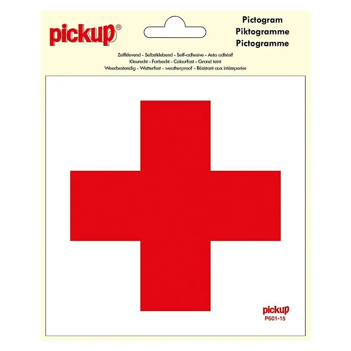 Pickup AufkleberL x B: 15 x 15 cm, Rotes Kreuz - Aufkleber mit rotem Kreuz-Piktogramm von Pickup, selbstklebend, farbecht und wetterfest für vielfältige Anwendungen.