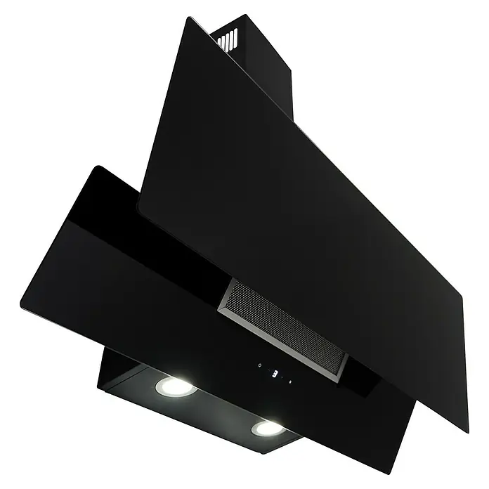 Respekta Schräghaube Nika - Breite: 89,5 cm, Max. Gebläseleistung Abluftbetrieb: 616,4 m³/h, Schwarz - Schwarze Dunstabzugshaube mit zwei Lichtern und schlankem Design. Ideal für moderne Küchen.