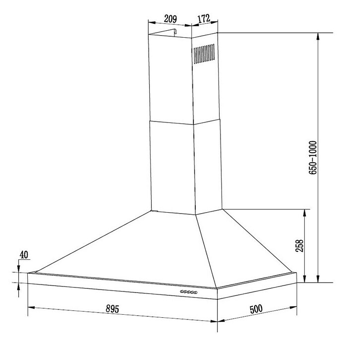 Respekta Kaminhaube CH 44068-90 IXA (Breite: 90 cm, Max. Luftleistung: 621 m³/h im Normalbetrieb, Edelstahl)