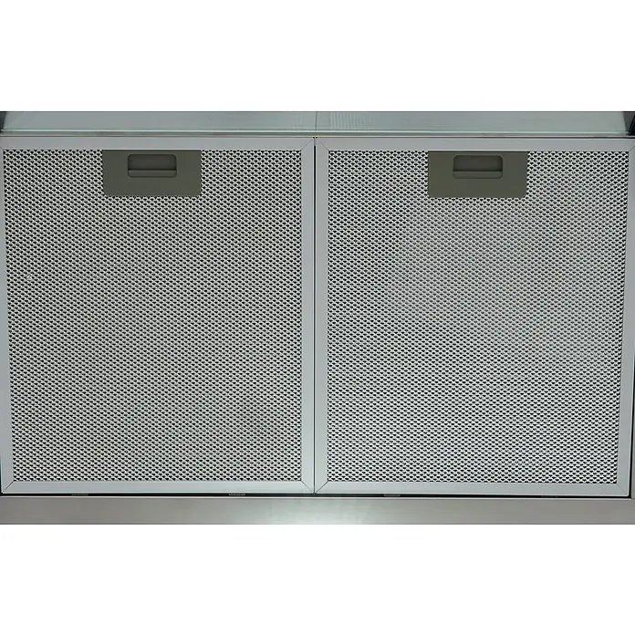 Respekta Fettfilter MIZ 1259 IXCN - Metall, 2 Stk., Passend für: Respekta Dunstabzugshaube CH 1259 IXCN - Nahaufnahme von zwei Dunstabzugshaubenfiltern aus Metall mit Griffen zur einfachen Entnahme und Reinigung.