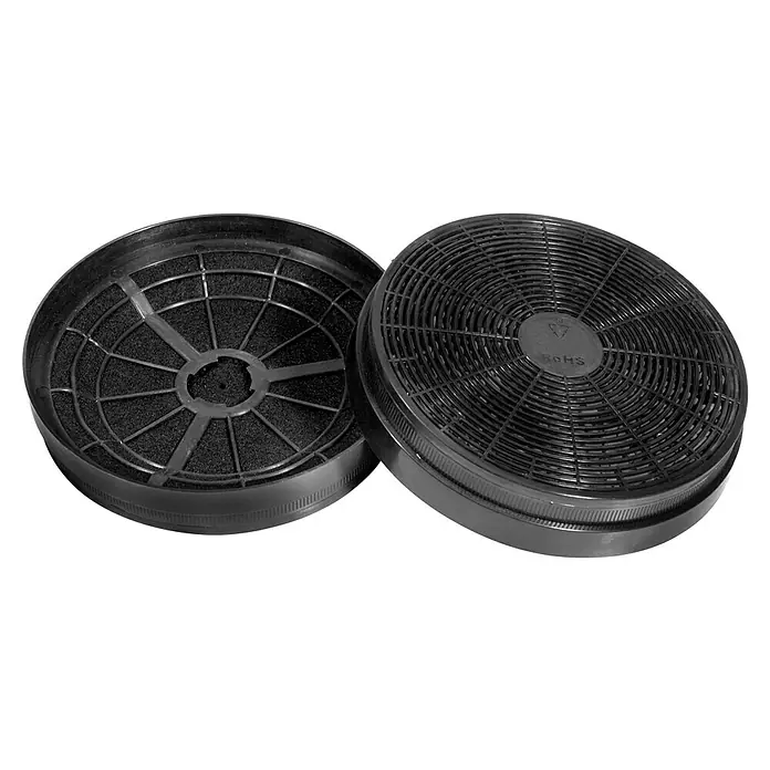 Respekta Kohlefiltermatte MIZ 0023 N - Kunststoff, 2 Stk. - Zwei runde, schwarze Kohlefilter für Dunstabzugshauben, die Gerüche und Fette effektiv absorbieren.