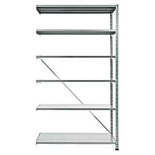 Scholz Metallregal Anbauelement (Höhe: 228 cm, B x T: 121 x 70 cm, Traglast pro Boden: 210 kg, Anzahl Böden: 6 Stk., Stecken, Silber)