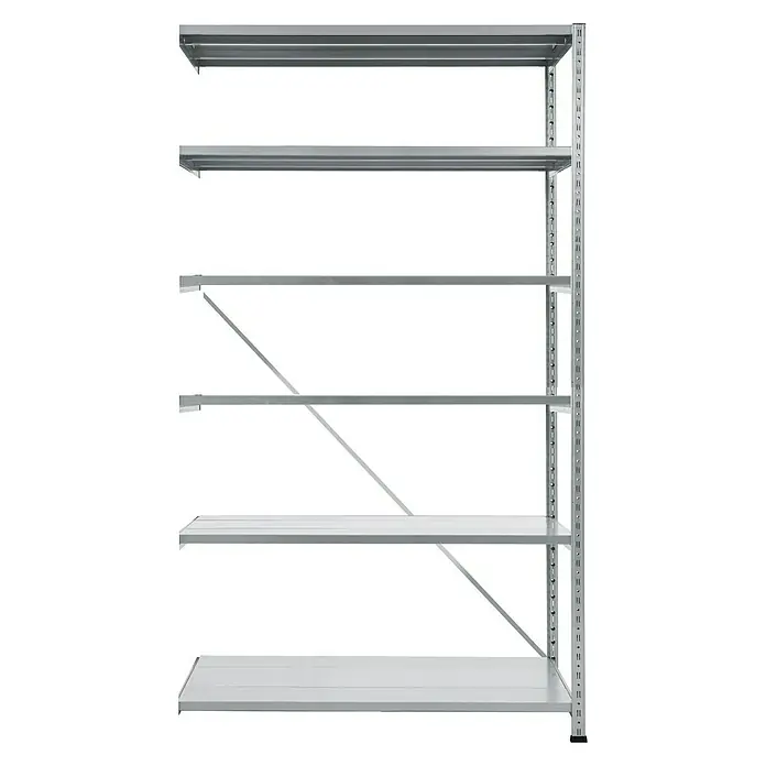 Scholz Metallregal Anbauelement - Höhe: 228 cm, B x T: 121 x 60 cm, Traglast pro Boden: 180 kg, Anzahl Böden: 6 Stk., Stecken, Silber - Metallregal mit sechs Regalböden in Grau, ideal für Lagerung. Das robuste Regal ist eine praktische Lösung für mehr Ordnung im Raum.