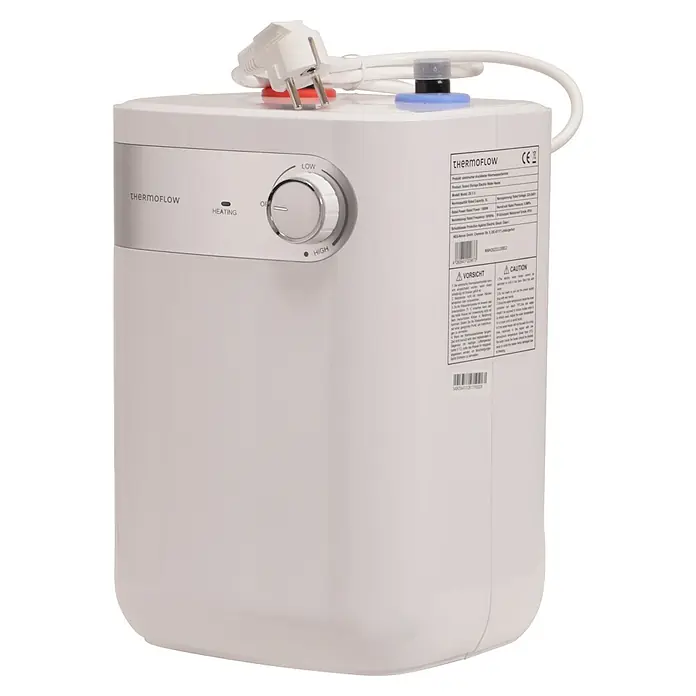 Thermoflow Warmwasserspeicher DS 5U - 5 l, 1.500 W, Temperaturbereich: 30 °C - 65 °C, Untertischmontage - Kompakter Thermoflow-Warmwasserbereiter mit Temperaturregler und Kabel für den flexiblen Einsatz im Haushalt.