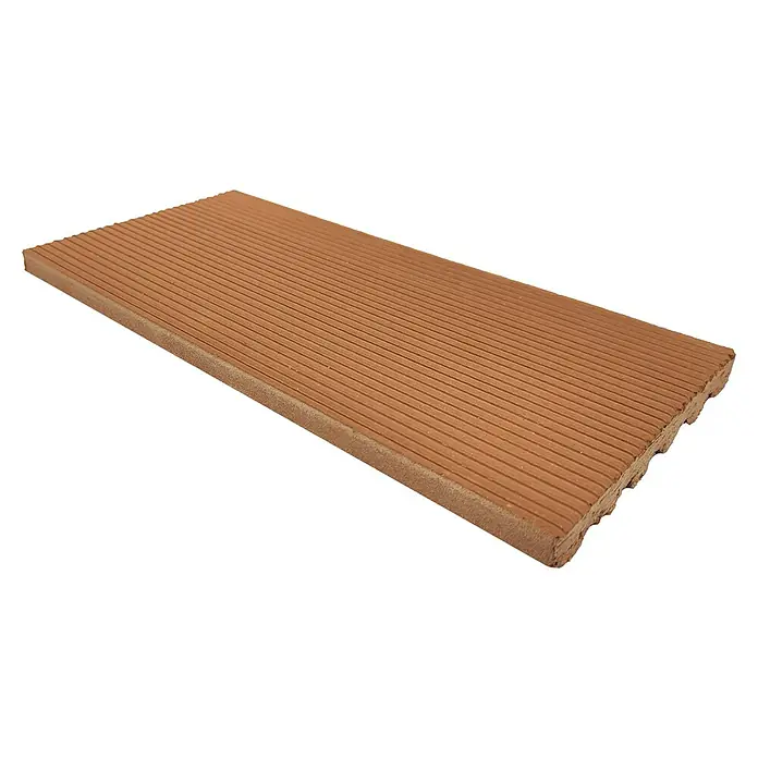 BHS Cataluña Ladrillo rasilla rayada basta - 14 x 28 cm, Teja - Tarima de composite con superficie ranurada para uso exterior. Duradera y de bajo mantenimiento.