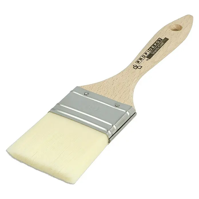 Profi Depot by Storch-Ciret Verschlichtpinsel - Breite Borsten: 50 mm, Mischborsten, Holz - Detailaufnahme eines ProfiDepot Storch-Ciret Malpinsels mit Holzgriff und hellem Pinselhaar für präzise Malerarbeiten.