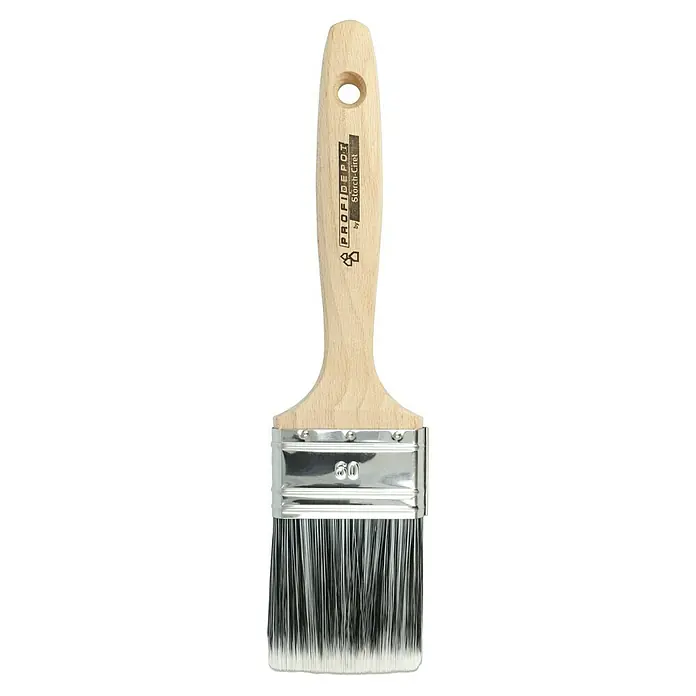 Profi Depot by Storch-Ciret Lackierpinsel - Breite Borsten: 60 mm, Holz, Stärke Borsten: 9 mm - Ein detailreiches Bild eines ProfiDepot Pinsels von Storch-Ciret, der mit einem Holzgriff und Borsten in Schwarz und Weiß ausgestattet ist.
