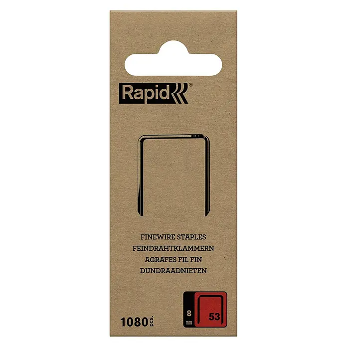 Rapid Feindrahtklammer - Geeignet für: Handtacker - Die Rapid Feindrahtklammern 53/8 mit 1080 Stück sind ideal für Büroarbeiten und zum Befestigen von Stoffen.