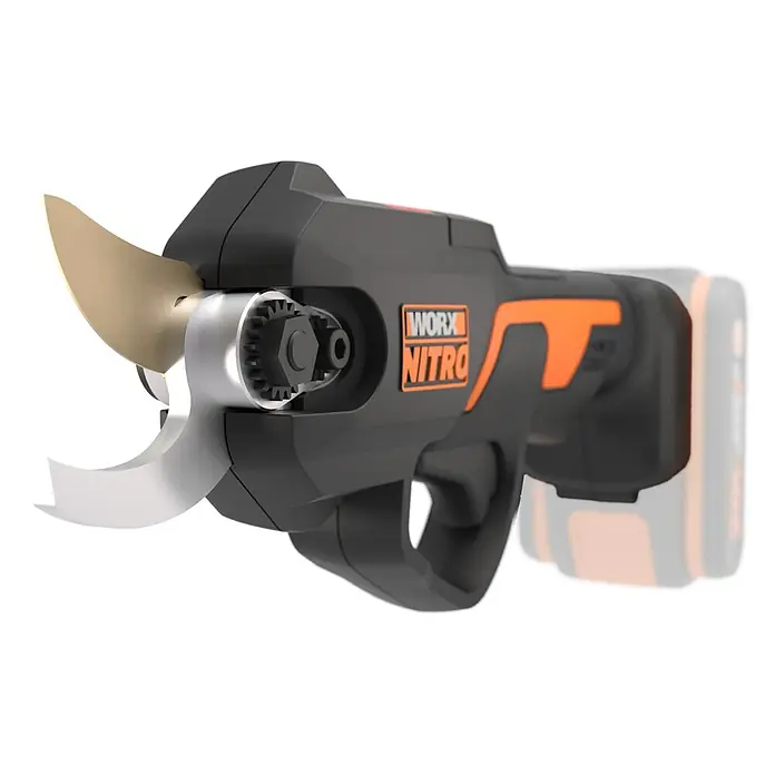 Worx PowerShare 20V Tijeras para podar de batería WG330E.9 - 20 V, Sin batería, Grosor de rama máx.: 25 mm - La imagen muestra unas tijeras de jardín Worx Nitro, una herramienta para podar plantas sin esfuerzo.