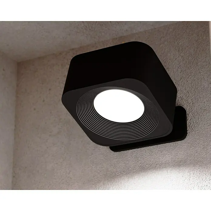 Lavida Akku-Wandleuchte Mirano - L x B x H: 9,25 x 7,65 x 4,5 cm, 2 W, Schwarz, Mehrfarbig, Eckig - Moderne schwarze Wandleuchte mit kreisförmigem Design und hellem, warmem Licht. Ideal für stilvolle Innenräume.