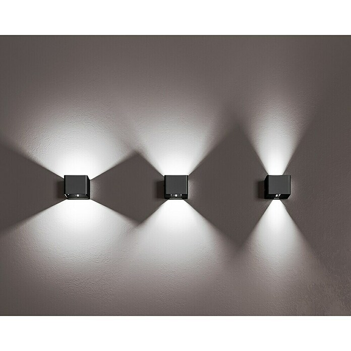 Lavida Aplique de pared con batería Lucca (L x An x Al: 10 x 10 x 8 cm, 1,2 W, Negro, Blanco cálido) | BAUHAUS