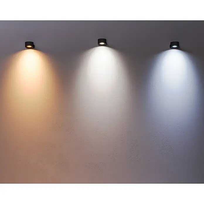 Lavida Akku-Wandleuchte Novara - L x B x H: 9,25 x 7,6 x 4,5 cm, 2 W, Schwarz, Mehrfarbig, Rund - Wandleuchten mit unterschiedlichen Farbtemperaturen, die ein Spektrum von warmweiß bis kaltweiß erzeugen.
