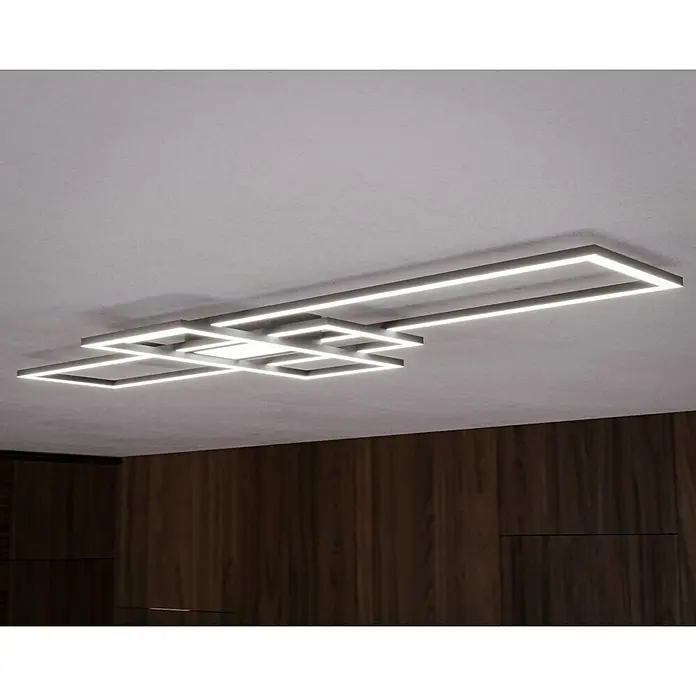 Trio Leuchten LED-Deckenleuchte Irvine - 60 W, L x B x H: 6,5 x 105 x 42 cm, Nickel matt - Moderne Deckenleuchte mit quadratischem Design. Das LED-Licht sorgt für eine angenehme Ausleuchtung des Raumes und ein stilvolles Ambiente.