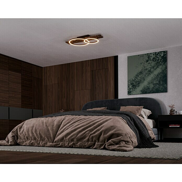 Eglo Boyal LED-Deckenleuchte (24 W, 78 x 40 x 9 cm, Schwarz/Holz rustikal, Warmweiß, Anzahl Leuchtmittel: 2 Stk.) | BAUHAUS