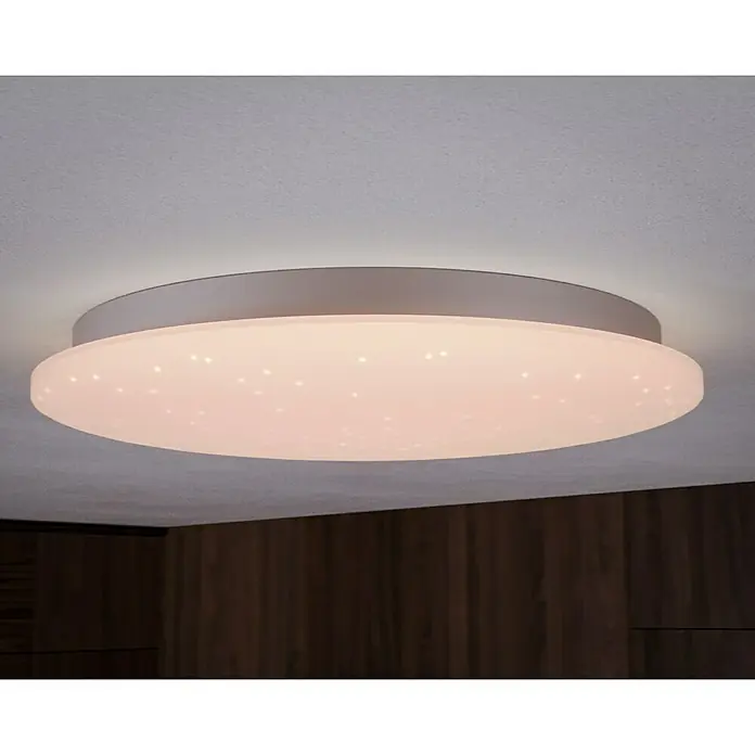 Reality Leuchten LED-Deckenleuchte Kato Starlight - 27 W, L x B x H: 60 x 60 x 12 cm, Weiß, Mehrfarbig - Eine moderne LED-Deckenleuchte mit Sterneneffekt, die eine angenehme Atmosphäre in jedem Raum schafft. Perfekt für stilvolle Beleuchtung.