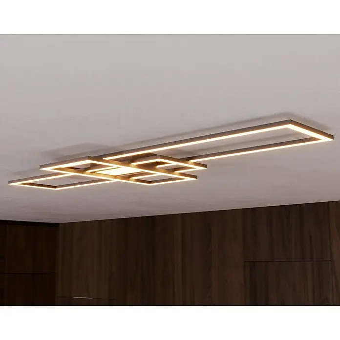 Trio Leuchten LED-Deckenleuchte Irvine - 60 W, L x B x H: 6,5 x 105 x 42 cm, Nickel matt - Moderne LED-Deckenleuchte mit geometrischem Design.