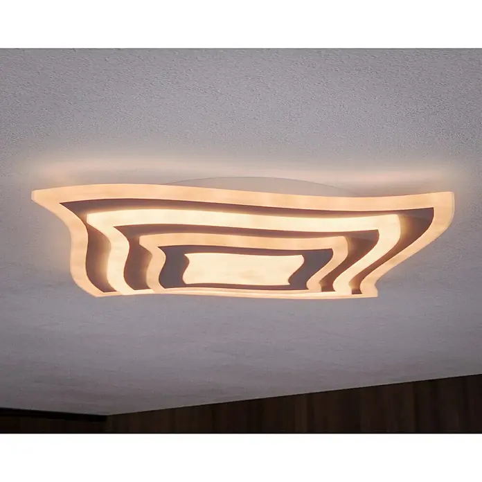 Fischer & Honsel LED-Deckenleuchte Gorden - 38 W, L x B x H: 43 x 43 x 6 cm, Weiß, Mehrfarbig - Moderne Deckenleuchte mit wellenförmigem Design. Die Lampe strahlt ein warmes, angenehmes Licht aus und ist ein echter Hingucker im Raum.