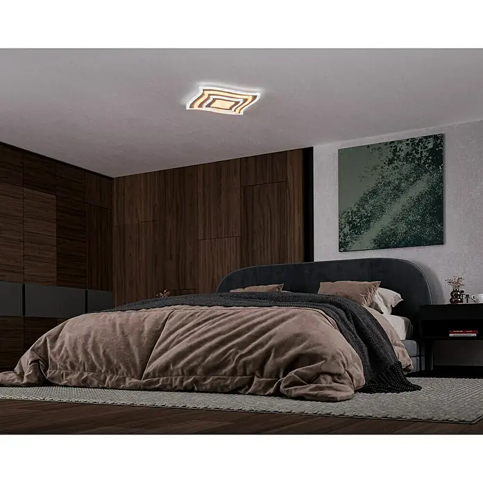 Fischer & Honsel LED-Deckenleuchte Gorden - 38 W, L x B x H: 43 x 43 x 6 cm, Weiß, Mehrfarbig - Moderne Schlafzimmerleuchte mit quadratischem Design, die Helligkeit und Stil in den Raum bringt. Perfekt für ein gemütliches Ambiente.