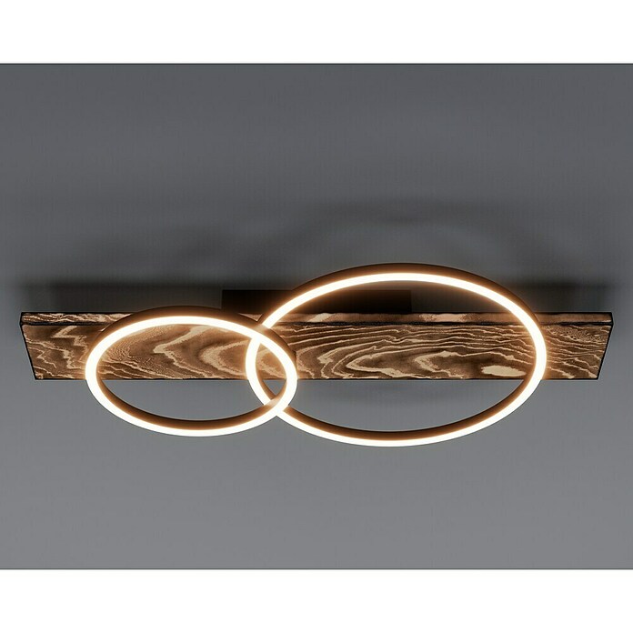 Eglo Boyal Plafón LED (24 W, 78 x 40 x 9 cm, Madera/Claro, Blanco cálido, Número de bombillas: 2 ud.) | BAUHAUS