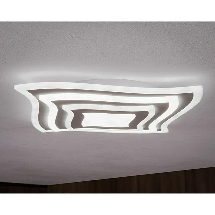 Fischer & Honsel LED-Deckenleuchte Gorden - 38 W, L x B x H: 43 x 43 x 6 cm, Weiß, Mehrfarbig - Moderne LED-Deckenleuchte mit geschwungenem, weißem Design, das eine elegante Beleuchtung für jeden Raum bietet.