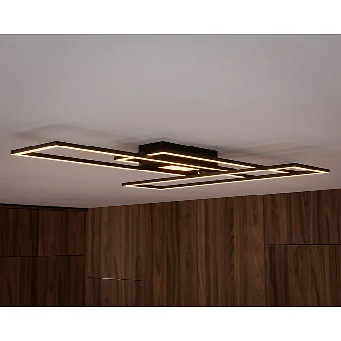 Just Light LED-Deckenleuchte Asmin - 50 W, 99,2 x 69,4 cm, Schwarz, Mehrfarbig - Moderne LED-Deckenleuchte mit geometrischem Design und warmweißer Beleuchtung, ideal für stilvolle Innenräume.