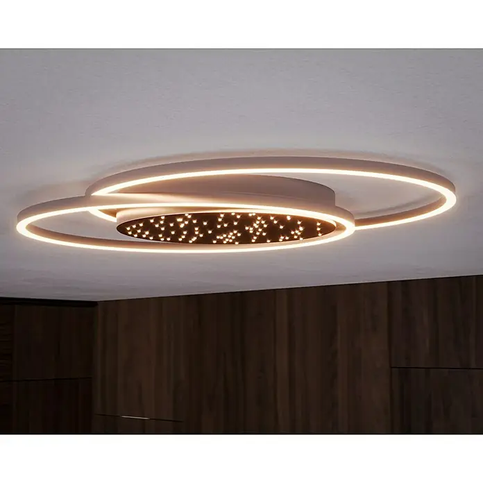 Paul Neuhaus LED-Deckenleuchte YUKI - 48 W, L x B x H: 66,8 x 50 x 5 cm, Stahl, Mehrfarbig - Elegante LED-Deckenleuchte mit verschlungenen Ringen und Sternenmuster, ein stilvoller Blickfang für moderne Räume.