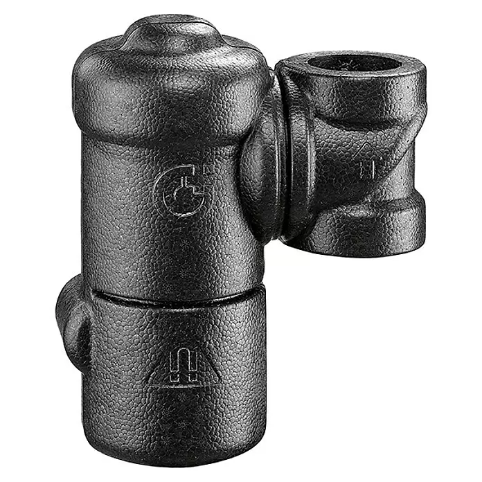 Caleffi Isolierung für Schlammabschneider - Schwarz - Dunkles, strukturiertes Kunststoff-Rohrformstück, ein modularer Verbinder für Fluidsysteme.