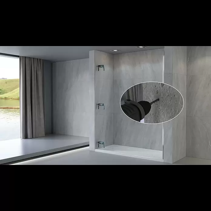 Camargue Mampara de ducha frontal Bali - 120 x 195 cm, Espesor de vidrio: 5 mm, Negro - BAUHAUS-video montaje frontal BALI