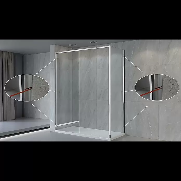 Camargue Mampara de ducha frontal Bali - L x An x Al: 70 x 100 x 195 cm, Cromo, Espesor de vidrio: 5 mm - BAUHAUS-video frontal y lateral BALI