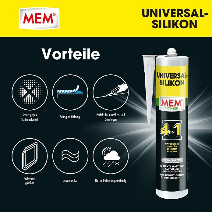 MEM Universal-Silikon 4in1 (Transparent, 300 ml) | BAUHAUS