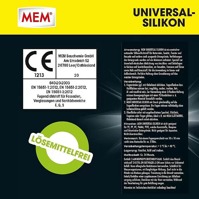 MEM Universal-Silikon 4in1Schwarz, 300 ml