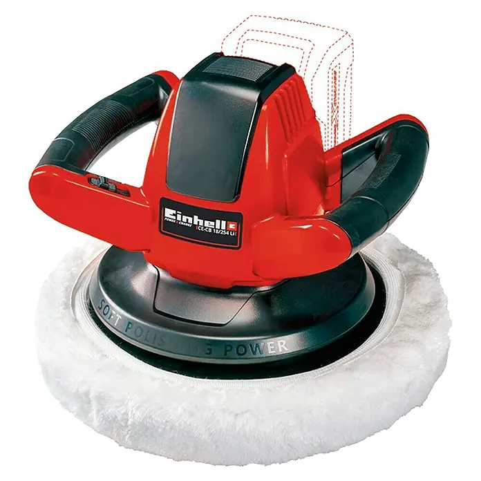Einhell PXC 18V Pulidora de batería CE-CB 18/254 Li-Solo - 18V, Sin batería, Diámetro disco: 254 mm - Pulidora inalámbrica Einhell CE-CB 18/254 Li Solo con accesorio de pulido. Ideal para el cuidado del coche, ofrece libertad sin cables al pulir.